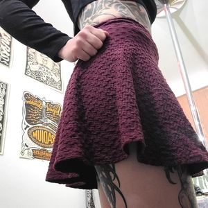 Divided textured maroon red skater flare skirt by H&M